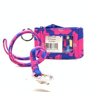 Vera Bradley Zip ID & Lanyard in Art Poppies